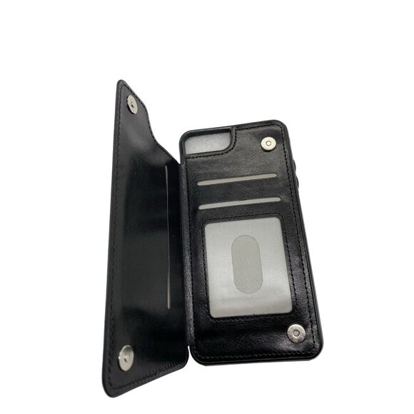 iPhone 7 Plus Wallet Case Black 2-In-1 Design Multiple Card Slots Magnetic Closu - Picture 1 of 8